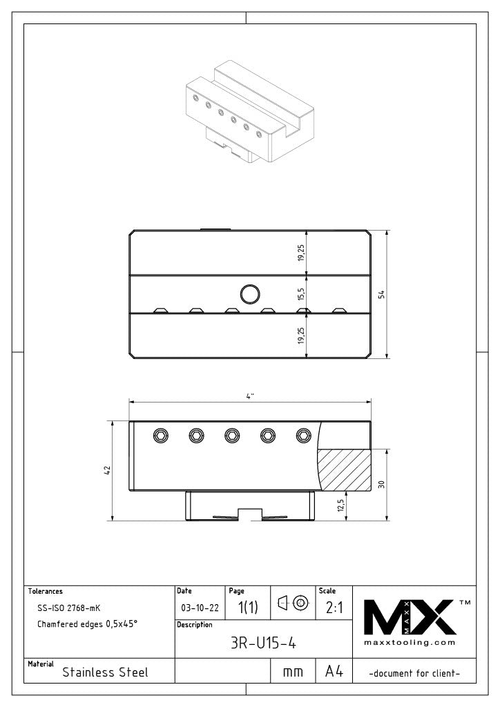 MaxxMacro (System 3R) Electrode Holder Aluminum U15 by 4